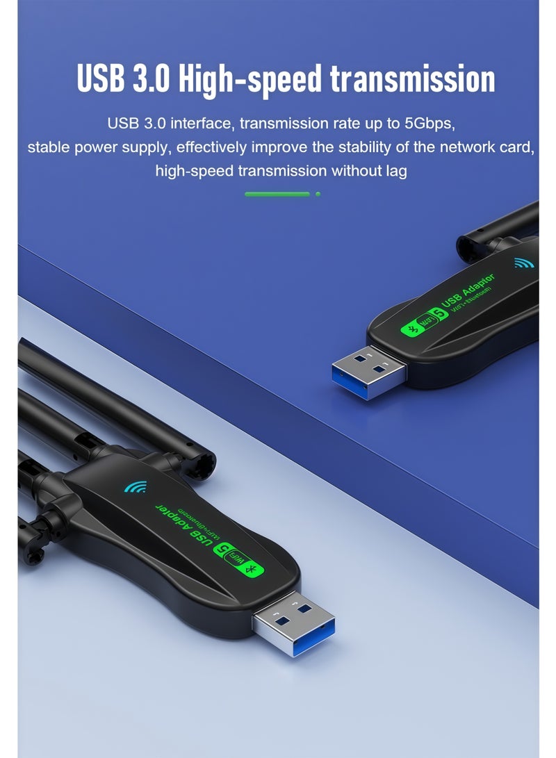 أورييل محول واي فاي لاسلكي USB - مستقبل شبكة لاسلكية خارجي ثنائي النطاق 2.4 جيجاهرتز/5 جيجاهرتز بسرعة 1300 ميجابت في الثانية، بطاقة شبكة لاسلكية، واي فاي 5، منفذ USB 3.0، يدعم أنظمة ويندوز 11/10/8.7/8/7/XP، التوصيل والتشغيل - Image 5